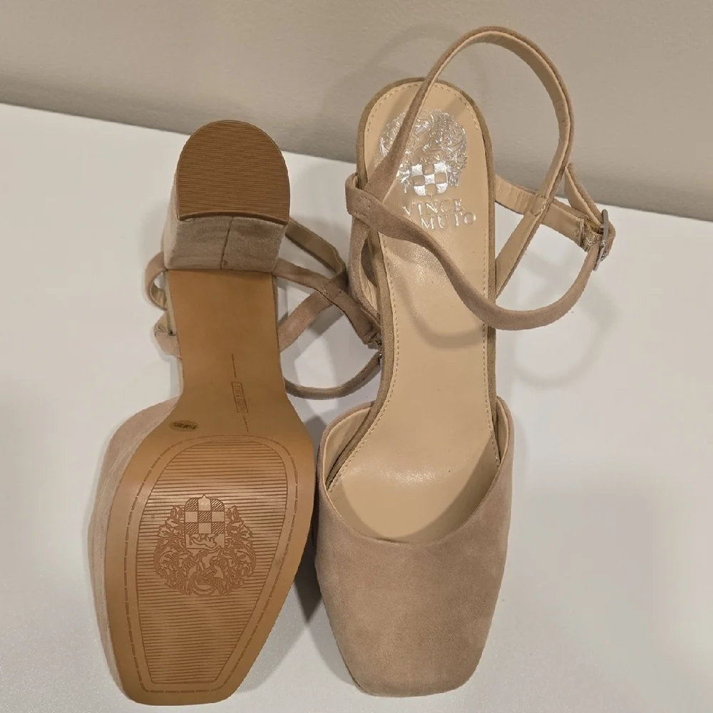 Vince Camuto Tan Suede Heels *NWOT* 4.63 Inch Heels - Picture 7 of 16